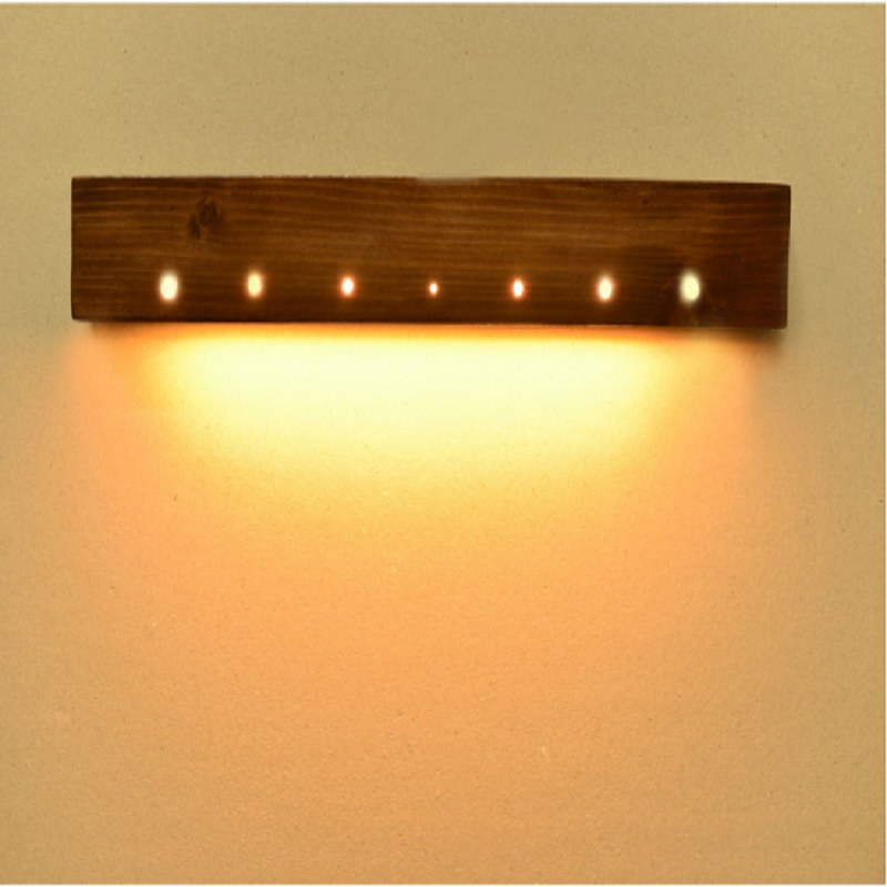 چراغ خواب چوبی تزیینی دیواری از جنس چوب نراد و استیل و LED آفتابی مدل C4-37