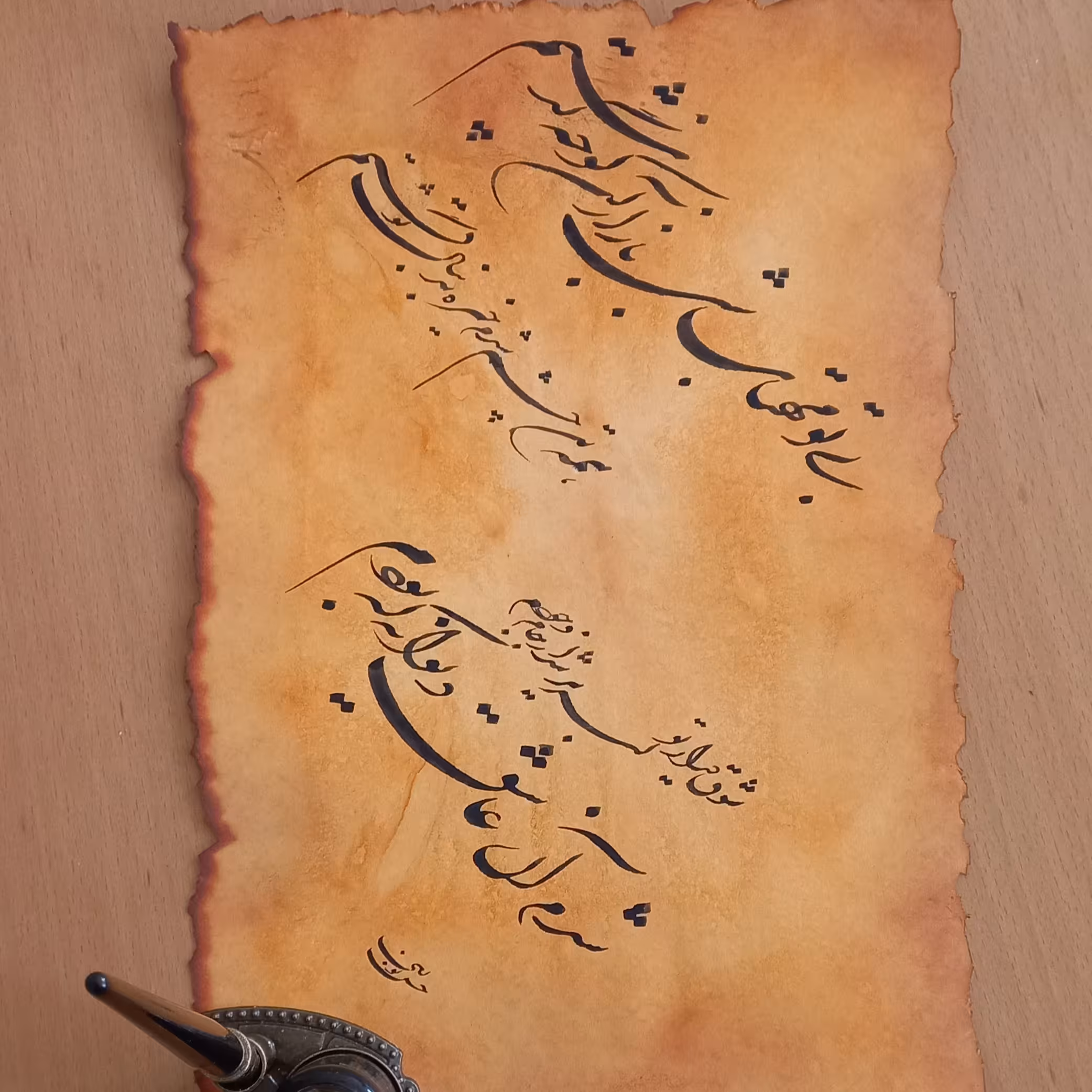 تابلو خط و خوشنویسی بی تو مهتاب شبی باز از آن کوچه گذشتم