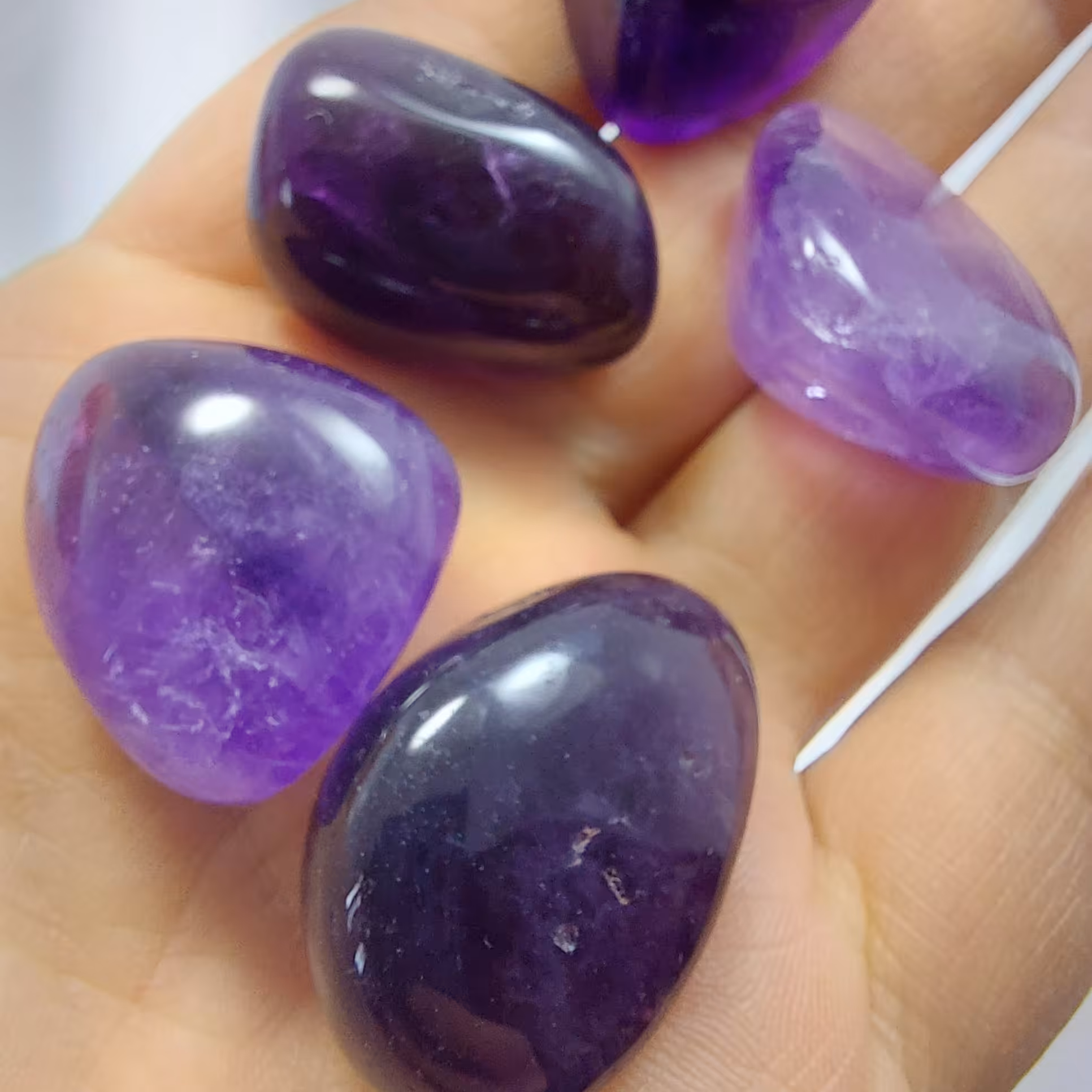 پک 5 عددی سنگ آمیتیست طبیعی و معدنی تامبلر بسیار خوش رنگ