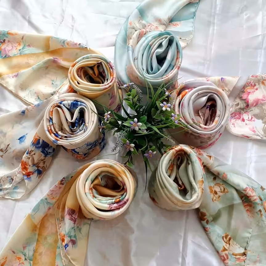 روسری ابریشمی دوردست دوز جنس عالی 