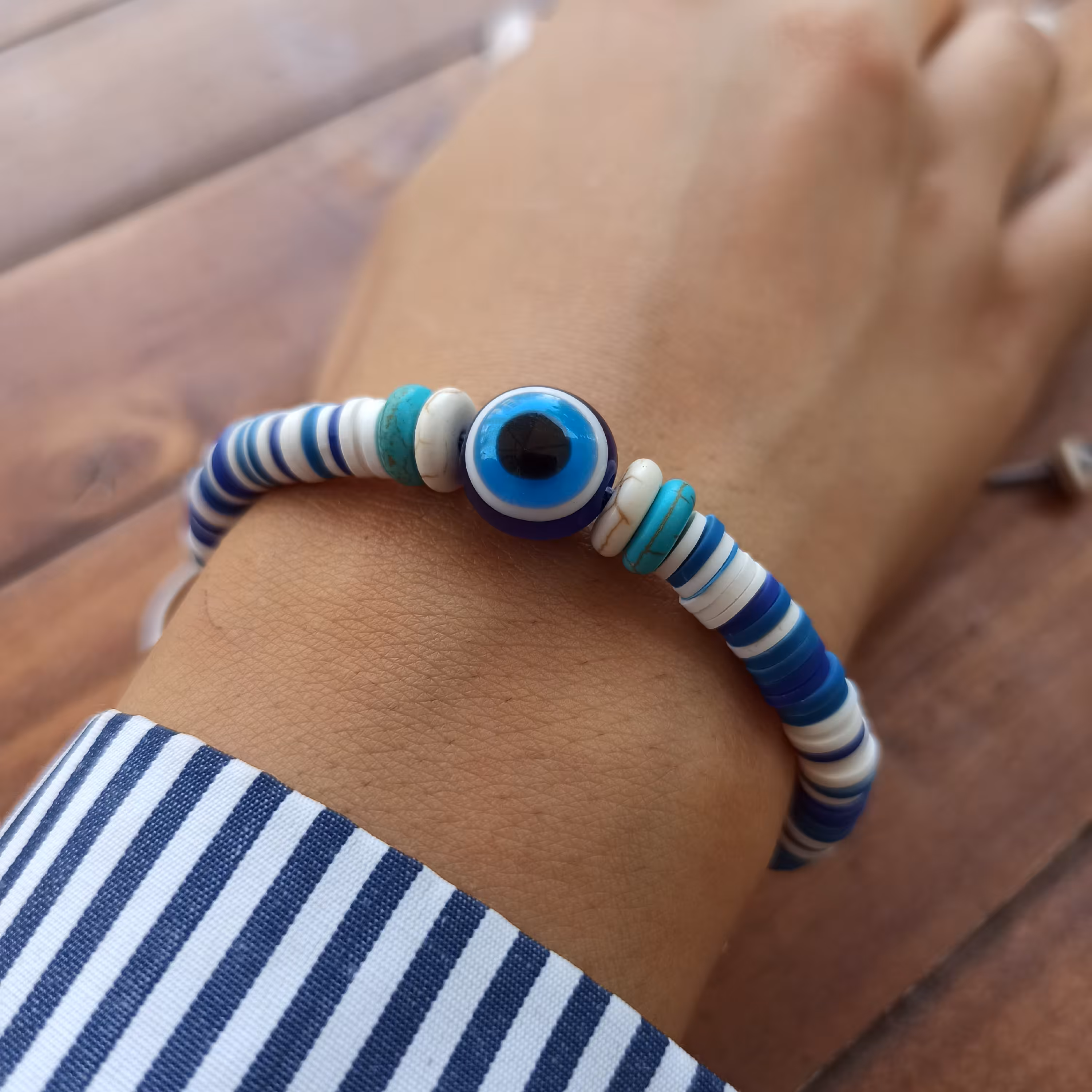 دستبند چشم نظر فیمو و سنگ 