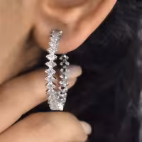 گوشواره آویز طرح جواهر دایره ای کد 5895