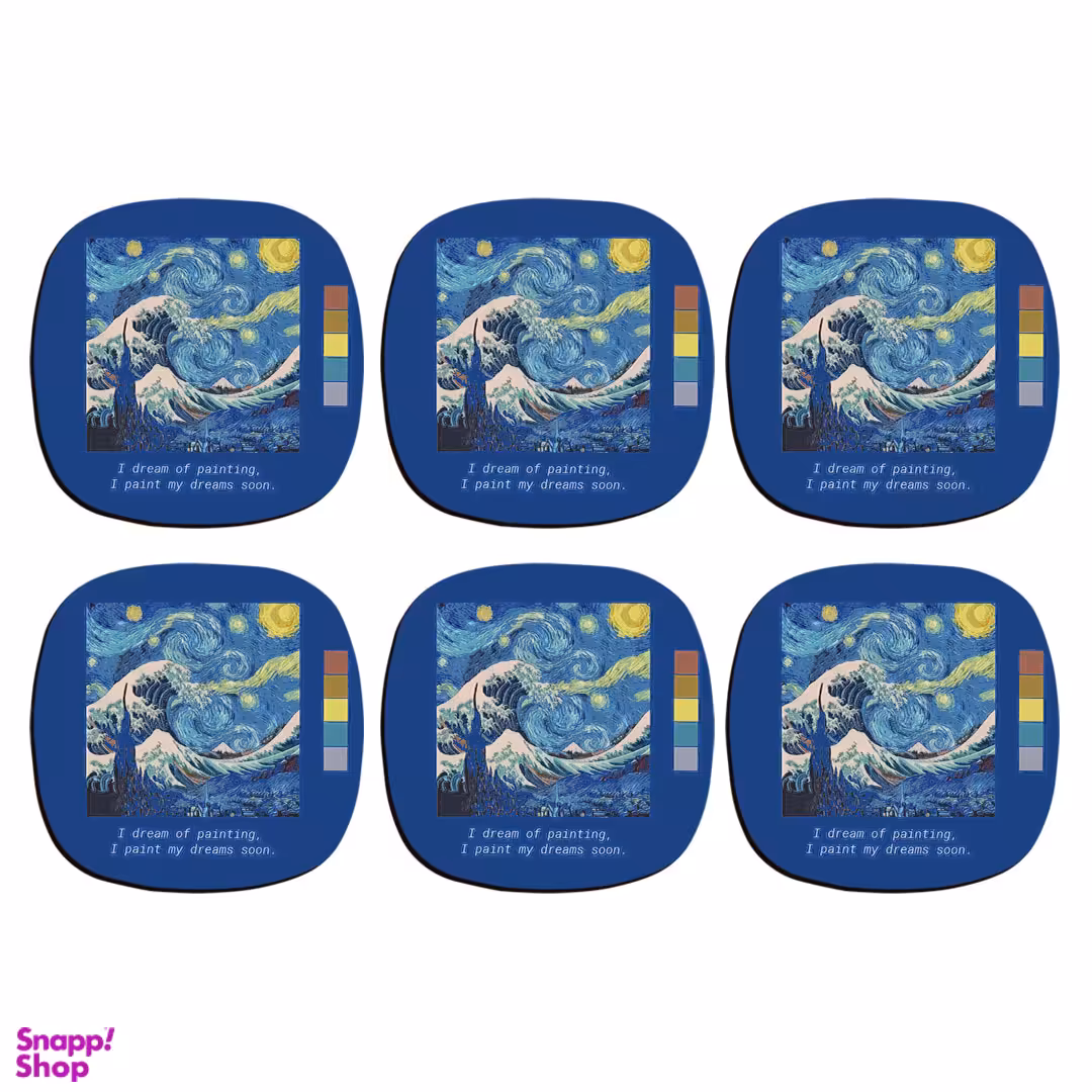 زیر لیوانی ترمه طراحان ایده مدل پترن نقاشی کد job0042 بسته شش عددی