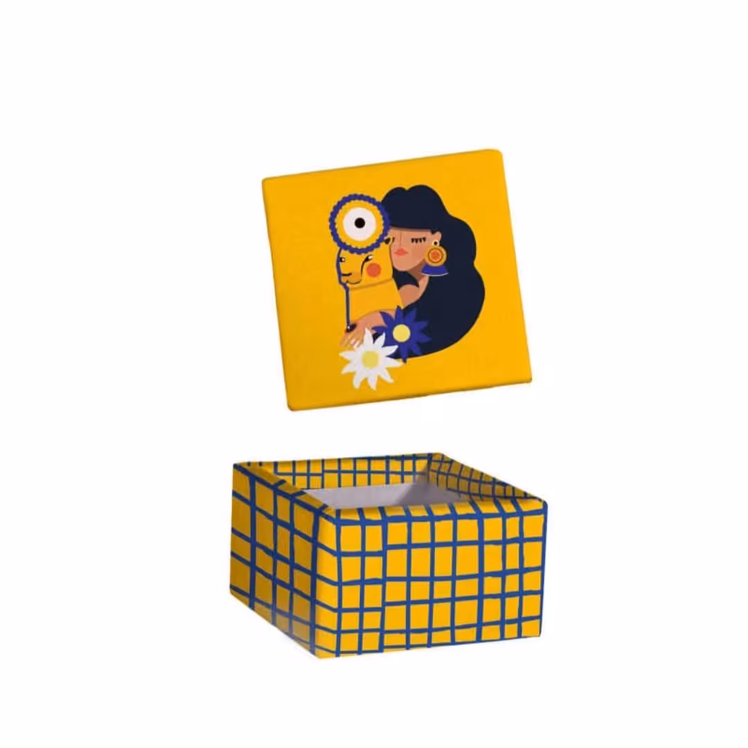 جعبه هدیه مخمل کوچک مریخ طرح لاما زرد