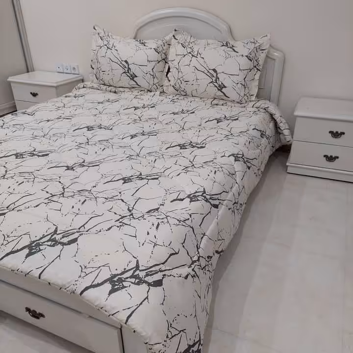 روتختی دونفره 6 تیکه طرح ماربل سفید