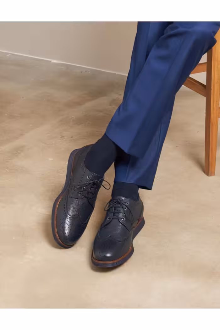 کفش های کژوال آبی مردانه توری رنگ چرمی Cabani