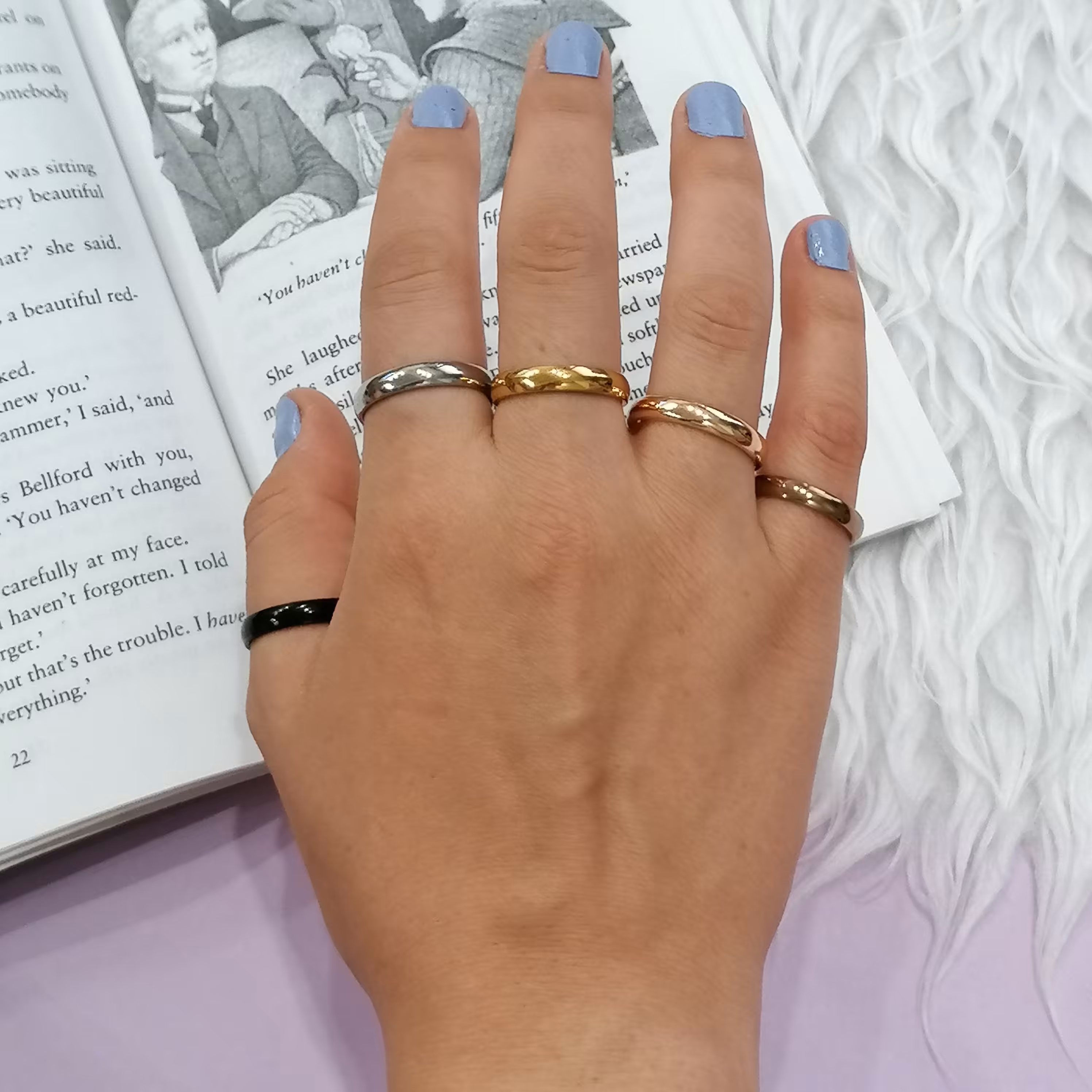 حلقه استیل طلایی، نقره ای، رزگلد، مشکی 