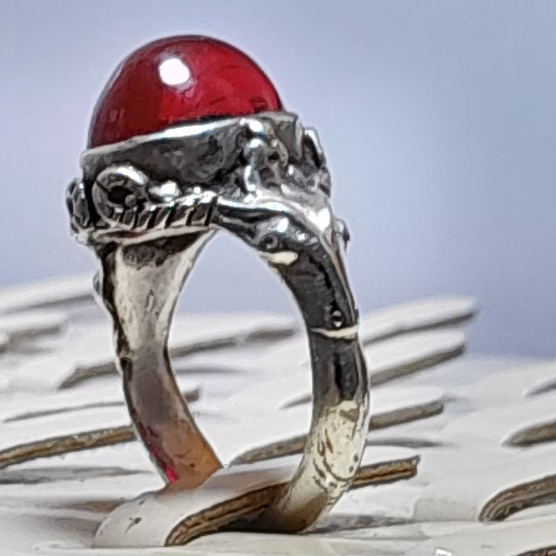 انگشتر  کهنه دستساز قدیمی  گوزن یاقوت استار معدنی  ضریب 9