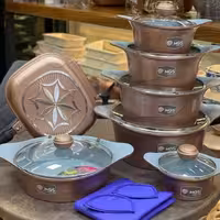 سرویس قابلمه 17 پارچه برند MGS رنگ پوست پیازی 