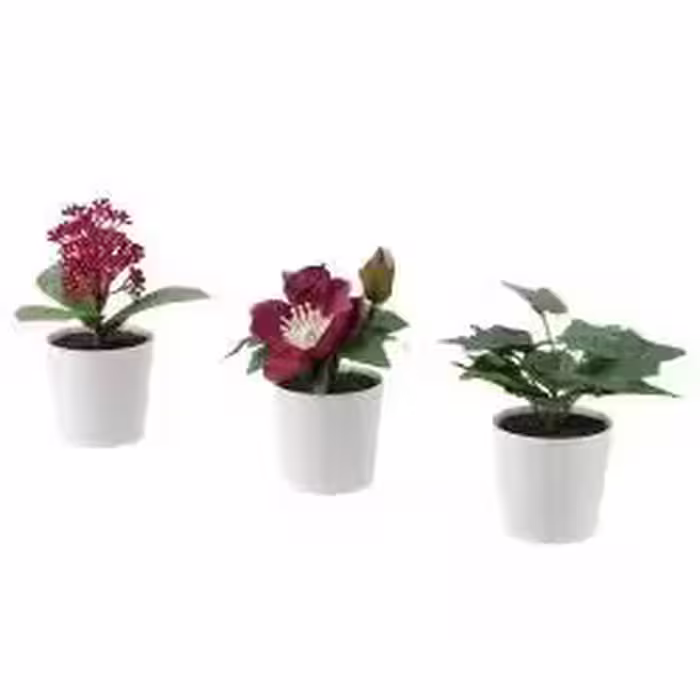 مجموعه 3 عددی گلدان و گل مصنوعی ایکیا  مدل FEJKA