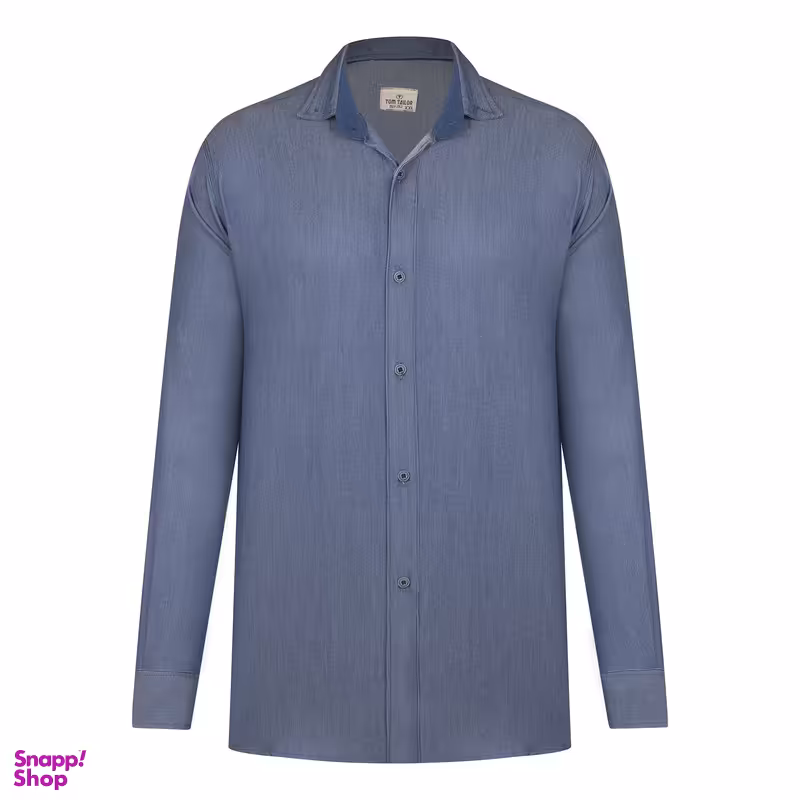 پیراهن آستین بلند مردانه مدل جین کشی کبریتی کد L-S رنگ سرمه ای