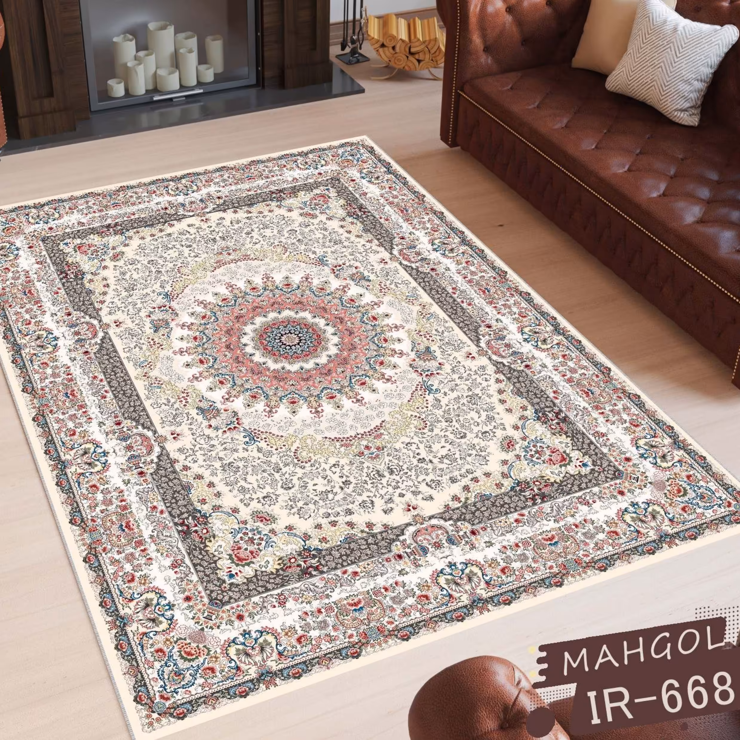 فرشینه مخمل6متری کد668 استوپ دار روحا(ماهگل)