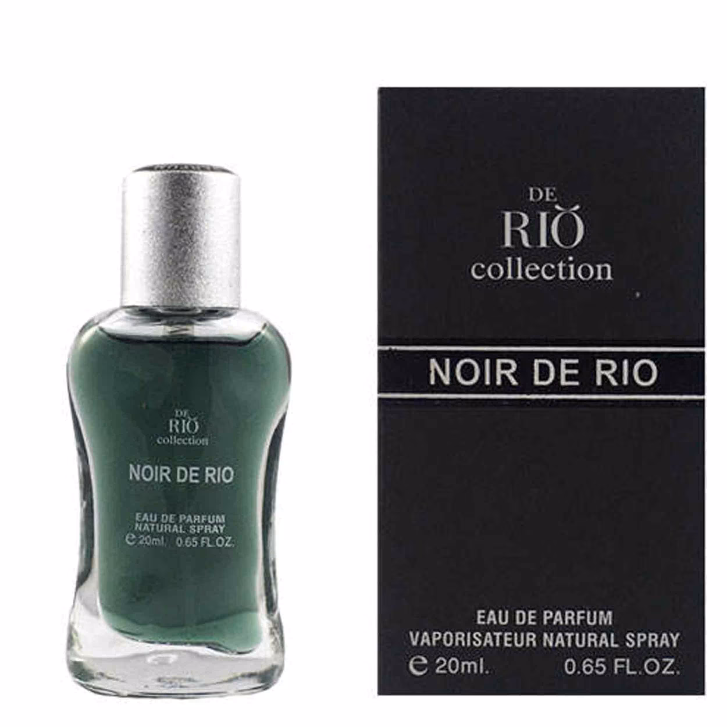 عطر جیبی مردانه ریو کالکشن مدل NOIR DE RIO حجم 20 میل با رایحۀ گرم و تلخِ چوبی