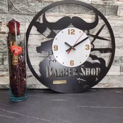 ساعت دیواری آذرلاکچری طرح آرایشگاه مردانه کد men09