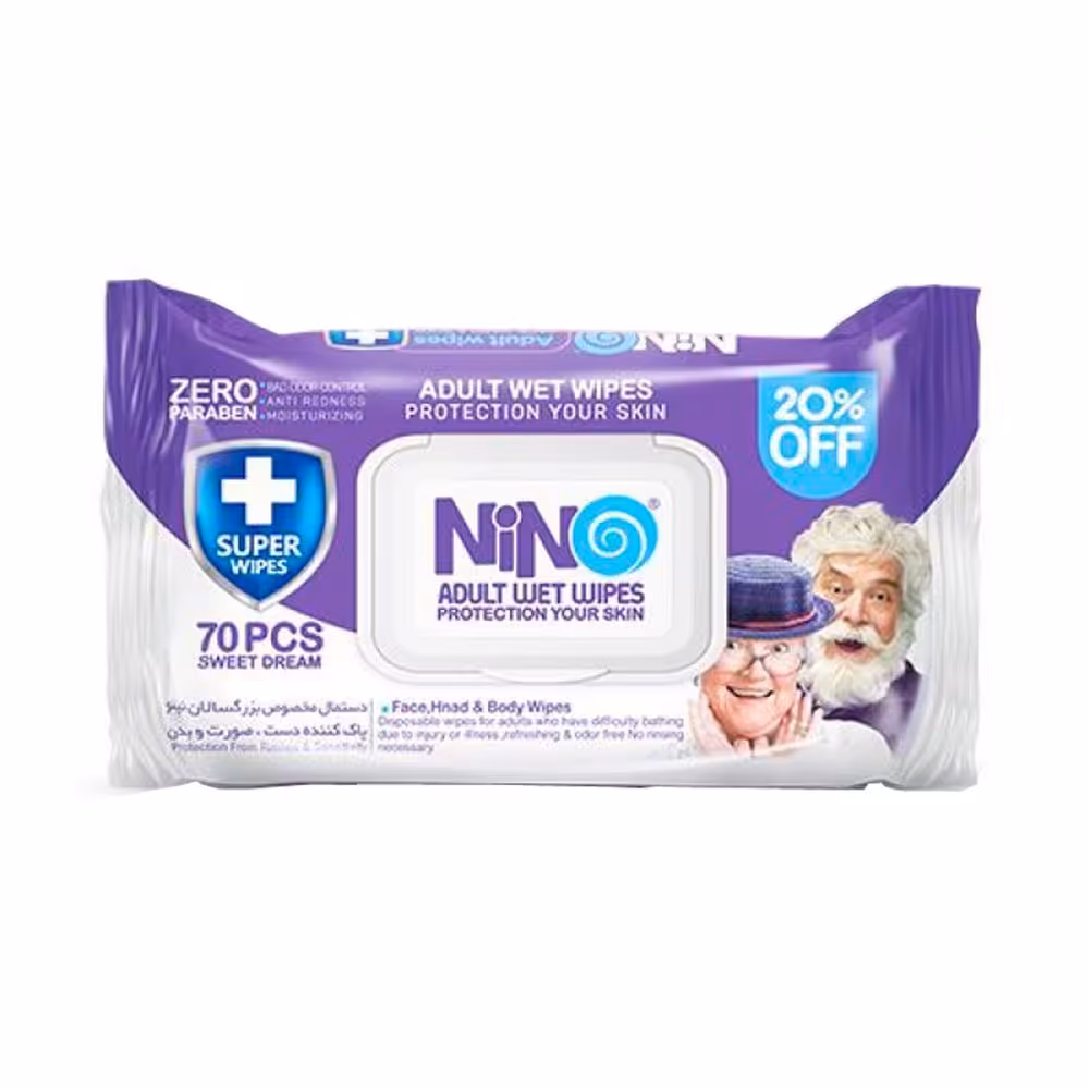 دستمال مرطوب دست و صورت بزرگسالان درب دار نینو