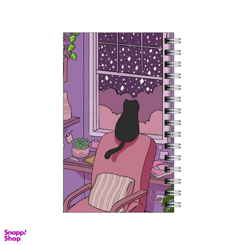 دفترچه یادداشت مدل to do list طرح گربه و پنجره پر ستاره کد 5608316