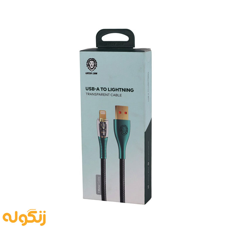 کابل شارژ گرین لاین مدل USB-A to Lightning شفاف طول 1 متر - زنگوله
