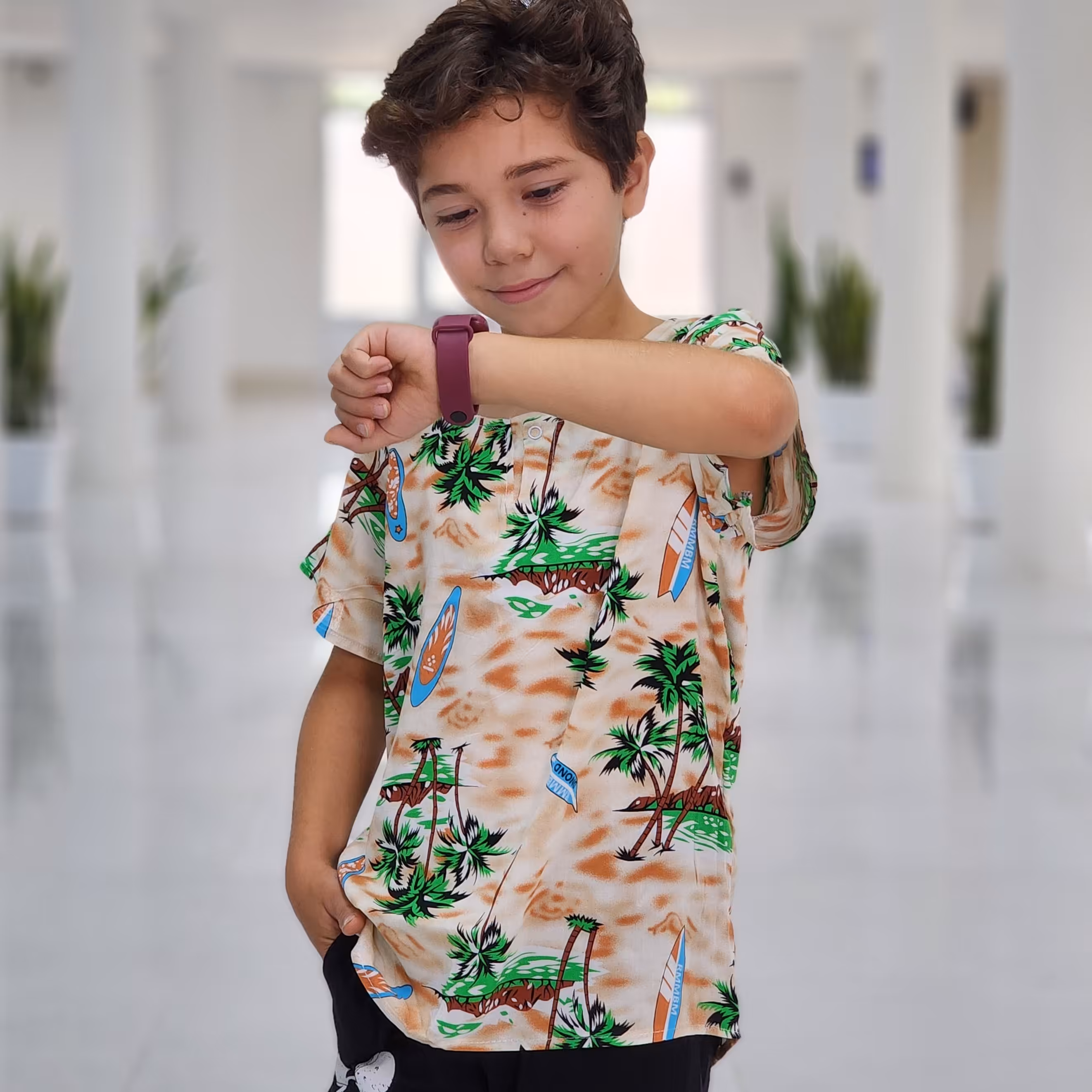 تیشرت تک نخی هاوایی مناسب دختروپسر