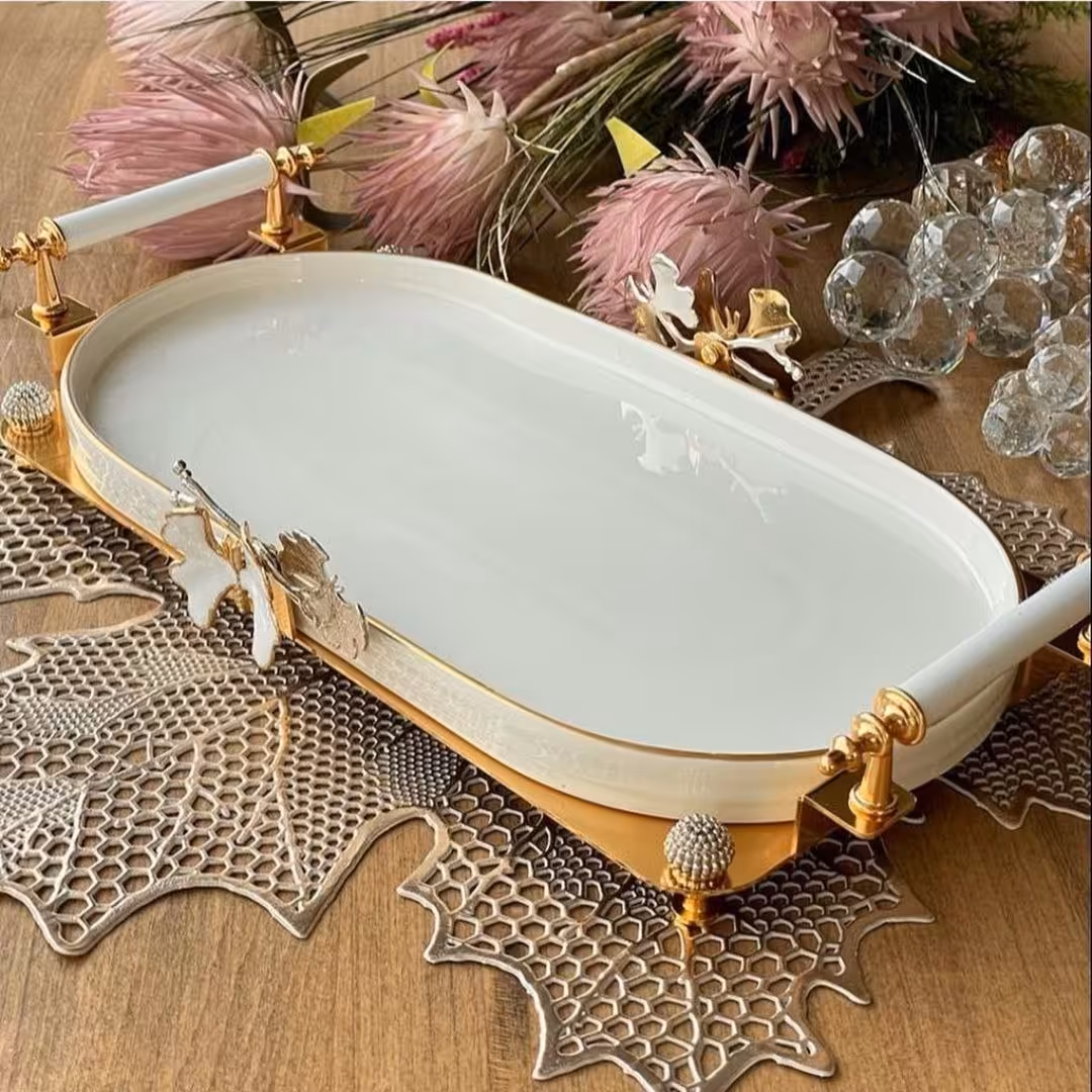 ظرف سرو بیضی دسته دار 