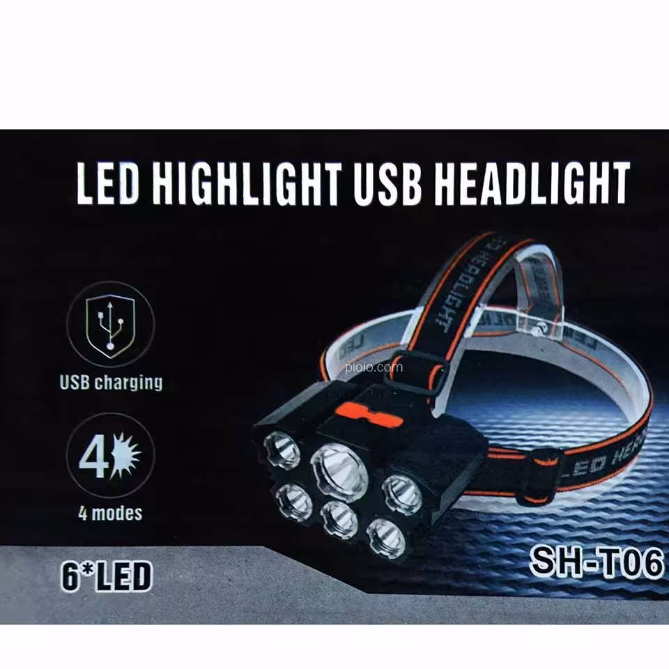 چراغ قوه پیشانی ( هدلایت) شش چراغه sh t06