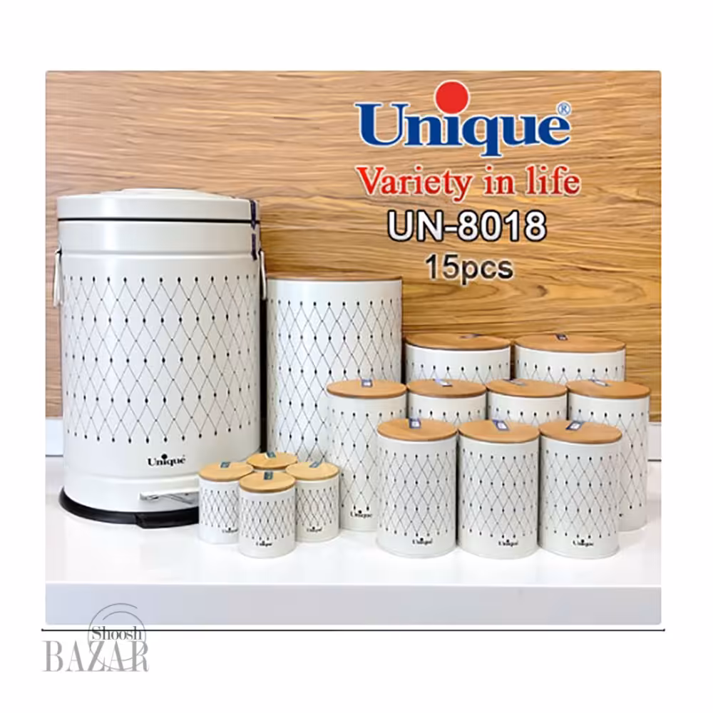 سرویس 15 پارچه فانتزی کرم لوزی درب بامبو یونیک کد 8018