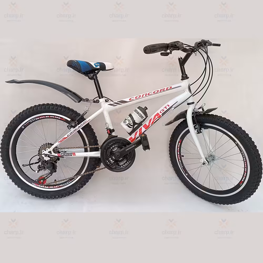 دوچرخه 20 دنده ای ر نگ سفید  طوقه مثلثی خارجی