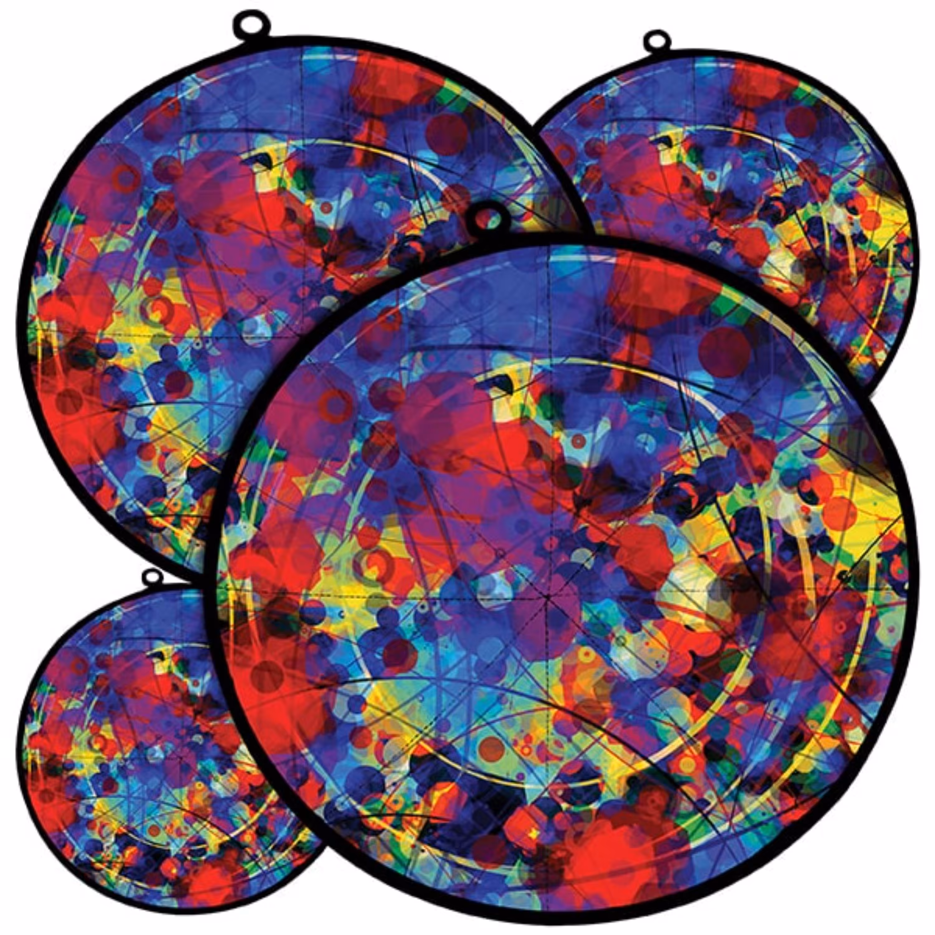 دمکنی ست چهار تکه پارچه ای مخمل دو رو چاپ طرح رنگی سایز 20، 25، 30 و 35 مدل B21-505 شرکت رنس