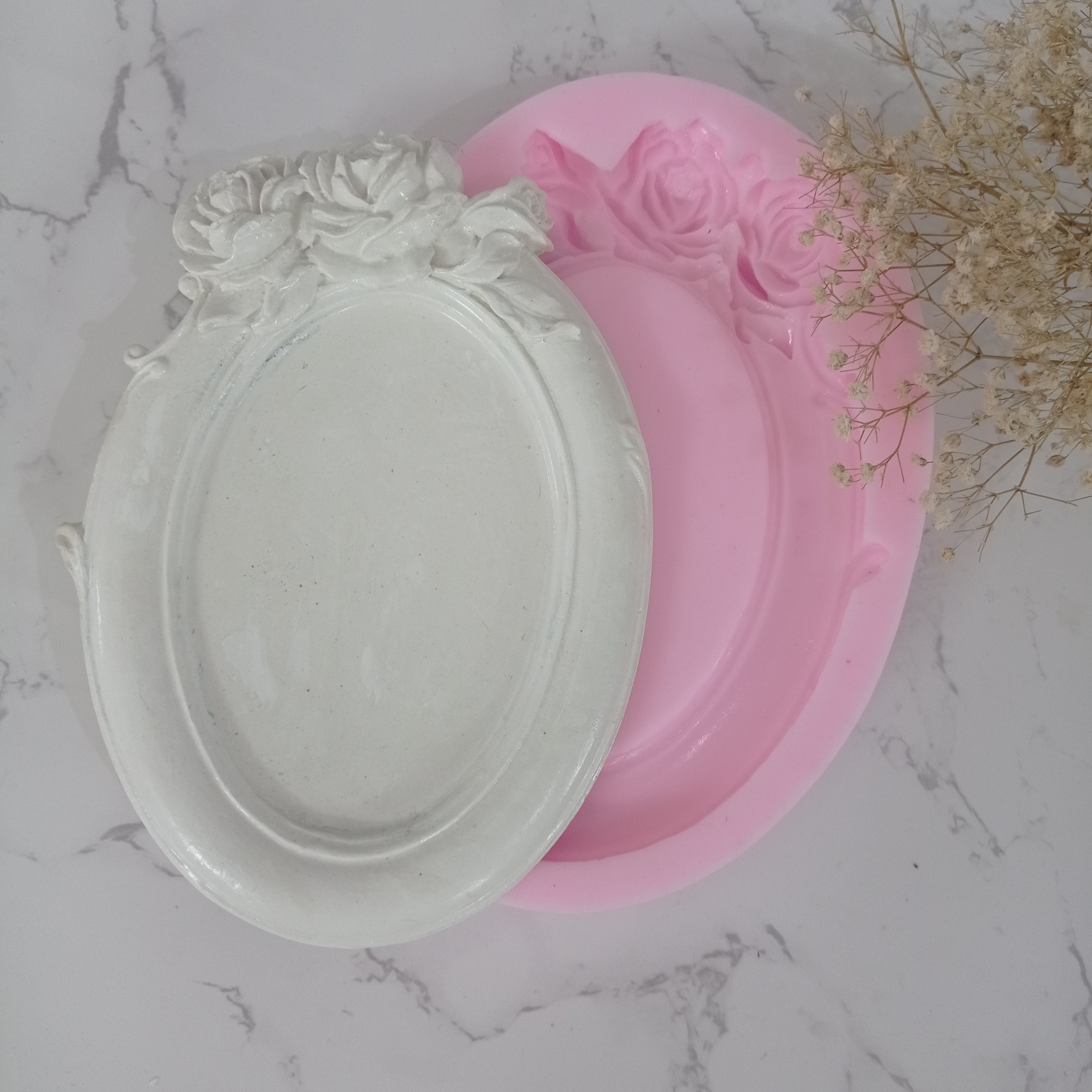 قالب سیلیکونی قاب آینه گل رز کد 2