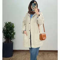 کت جین  رنگی  مانتو دخترانه جین کرم استخوانی تک سایز