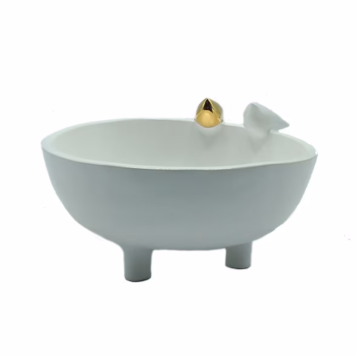  ظرف سفالی کاسه پرنده طلایی متوسط مناسب پذیرایی، هدیه و کادو 