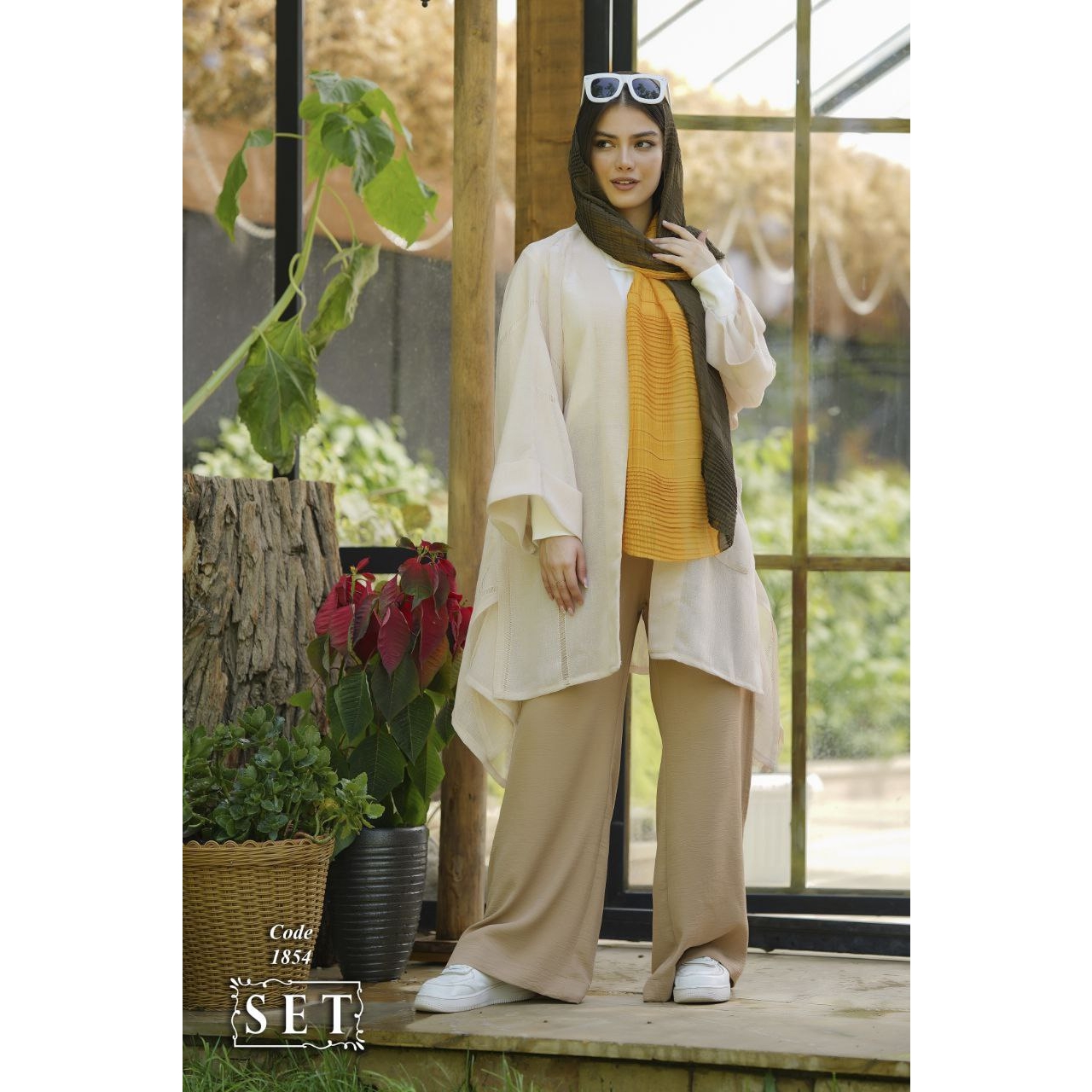 ست مدل دلوین رنگ نسکافه ای کد 1854 برند SET