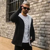 شنل خزدار سفید مردانه با کیفیت  کلاه دار و جلو باز با جنس دورس تو کرکی