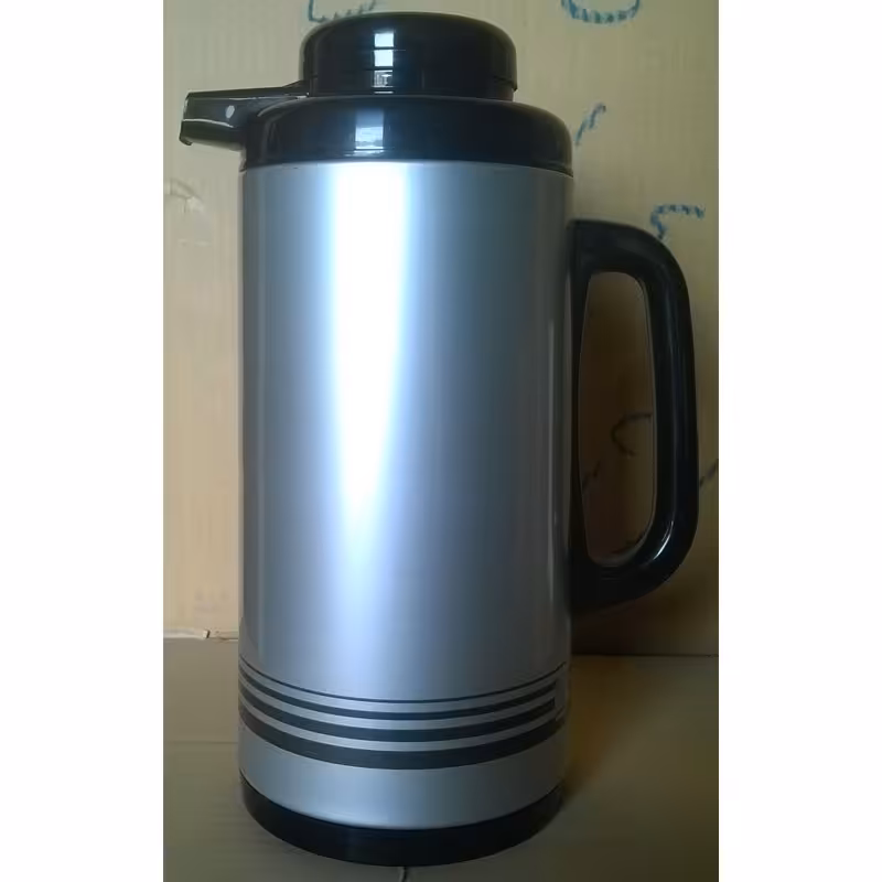 فلاسک 1.9 لیتر بدنه فلزی سرپیچ طرح دار شیشه سفید رجال - طرح 5 