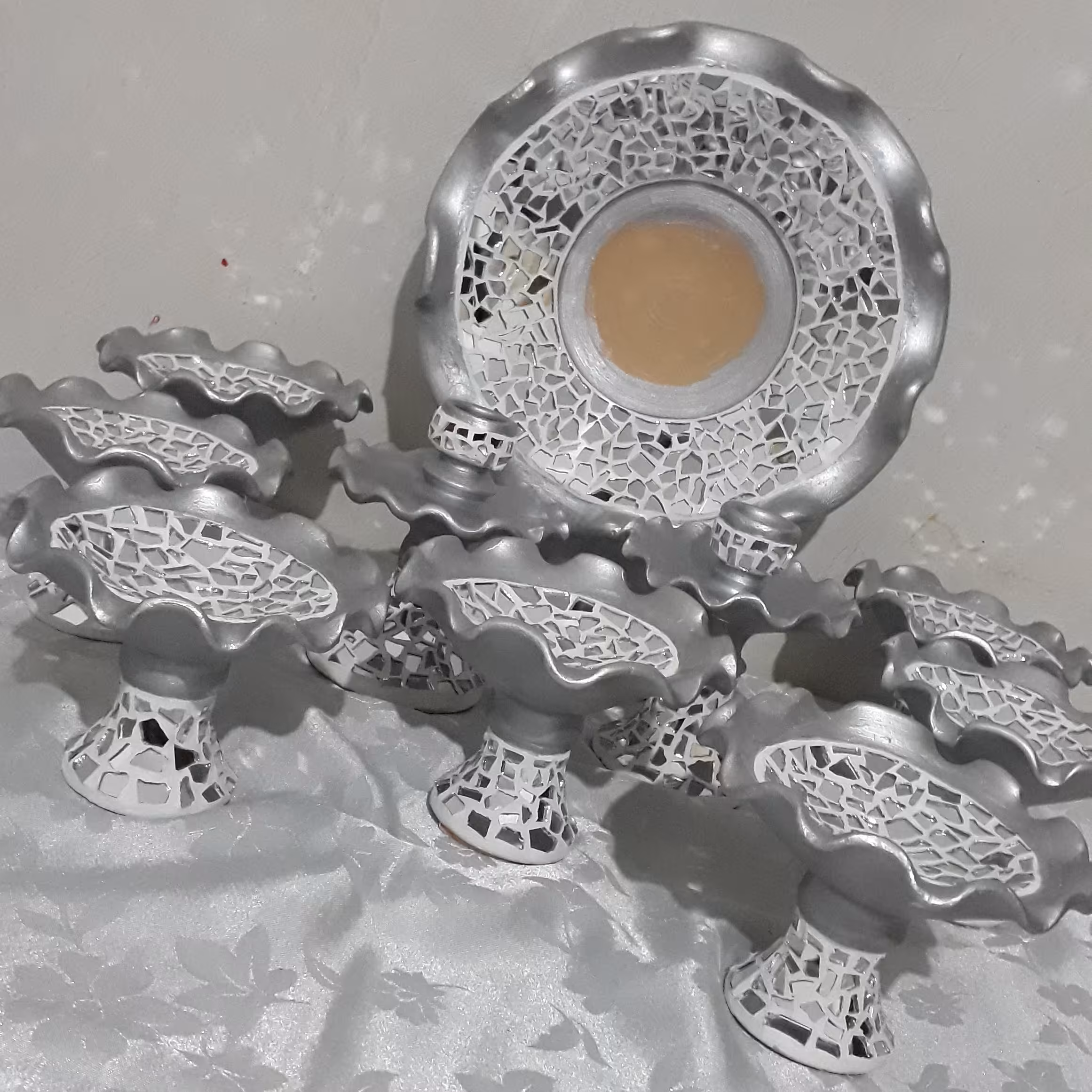 هفت سین آیینه کاری  نقره ای تره دار 