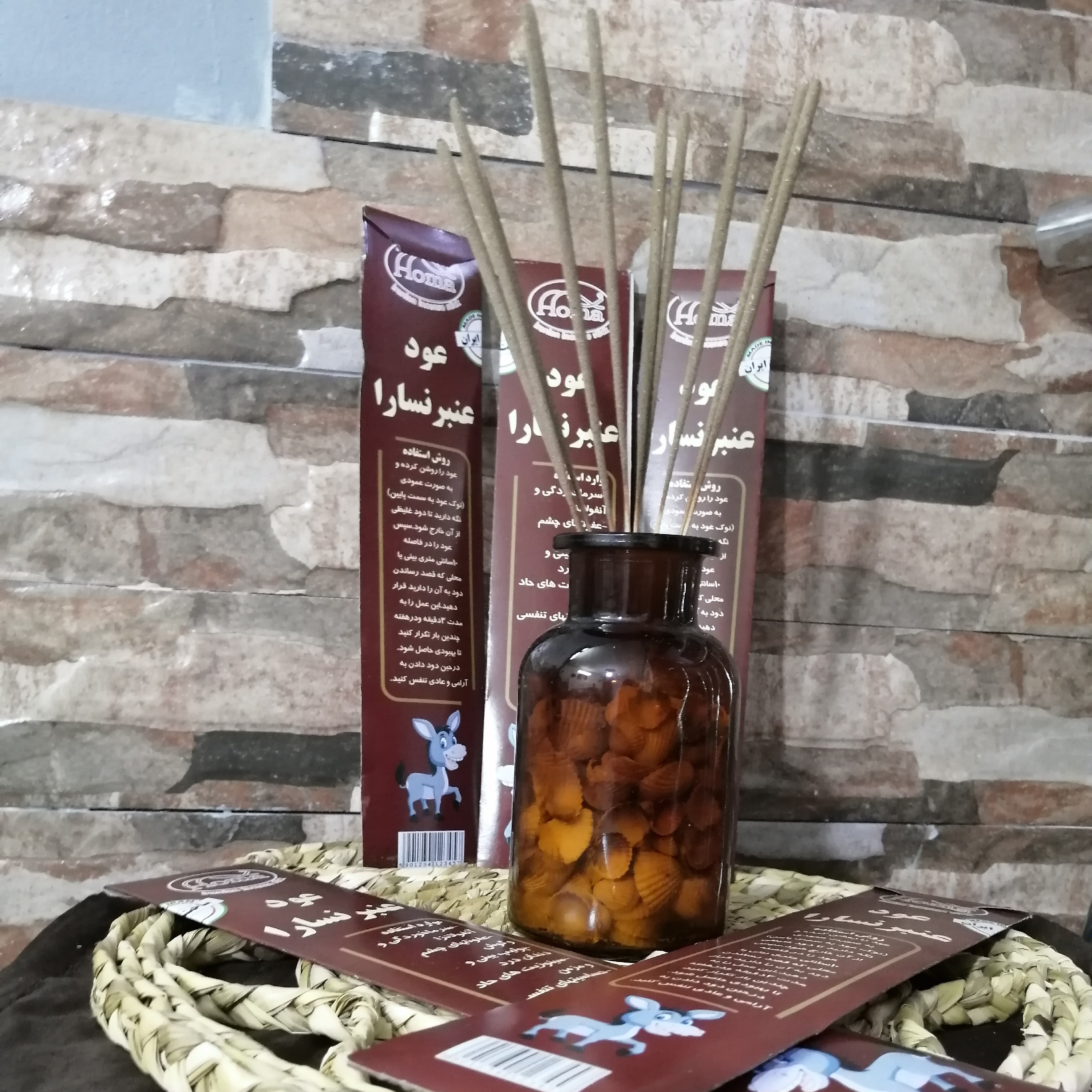 عود عنبرنسارا 10 تایی طبیعی 