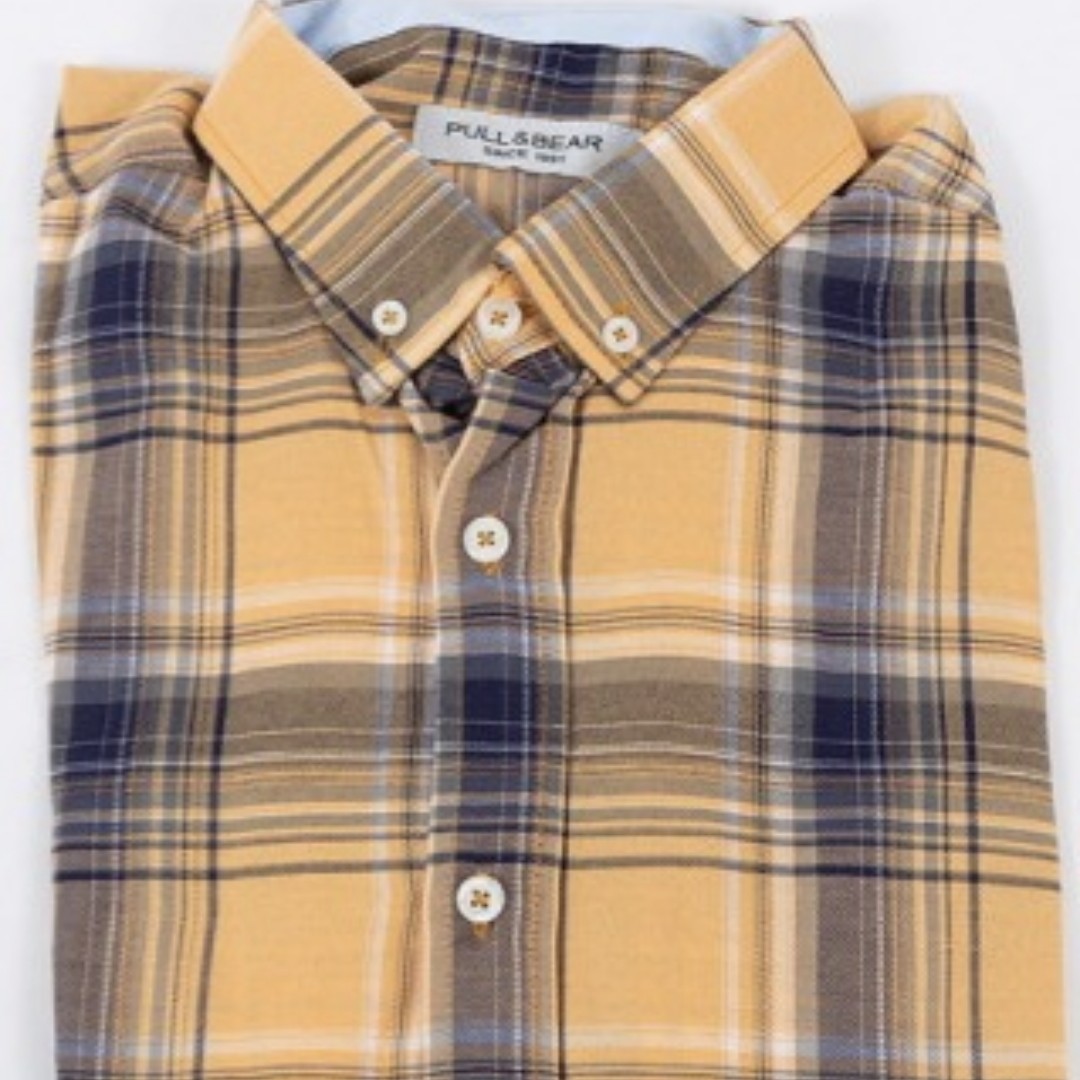 پیراهن مردانه نارنجی سرمه ایL