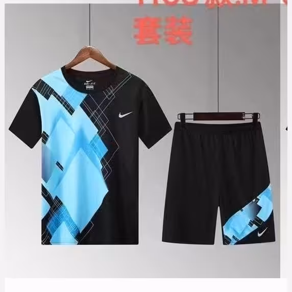 لباس تمرینی و باشگاهی نایک  با شورت رنگ مشکی فیروزه ای کیفیت عالی و خنک 