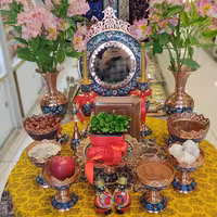 هفت سین مس و پرداز 12 پارچه 