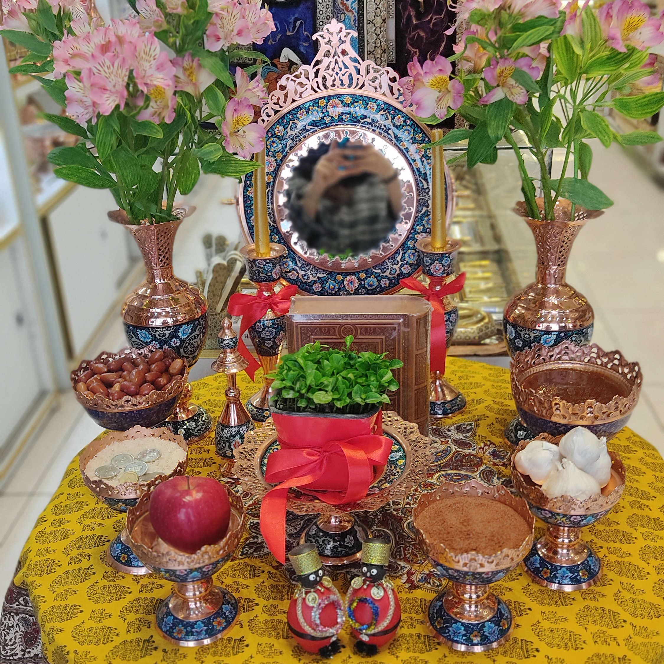 هفت سین مس و پرداز 12 پارچه 