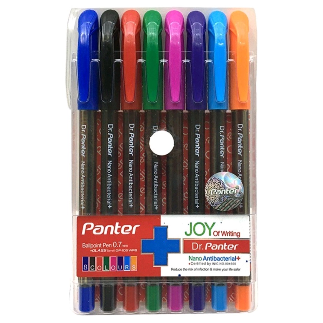 خودکار پنتر مدل انتی باکتریال فوق روان( بسته 8 عددی) 