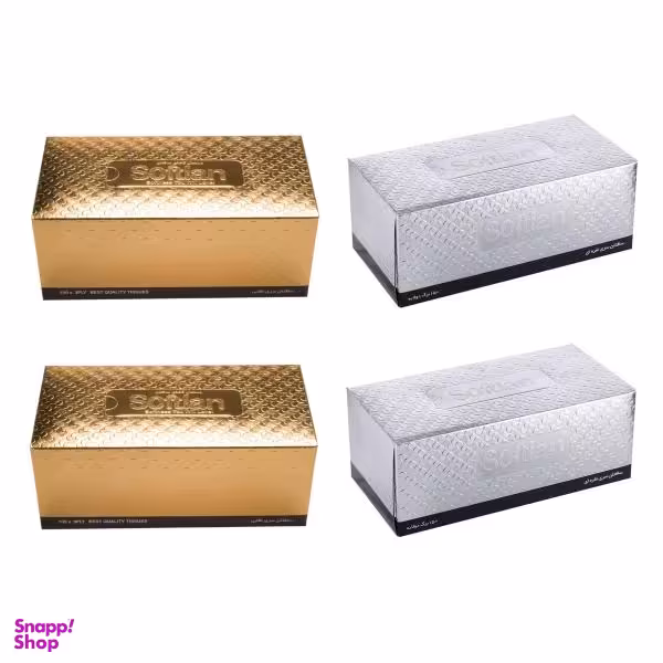 دستمال کاغذی 150 برگ سافتلن مدل سیگولد بسته 4 عددی