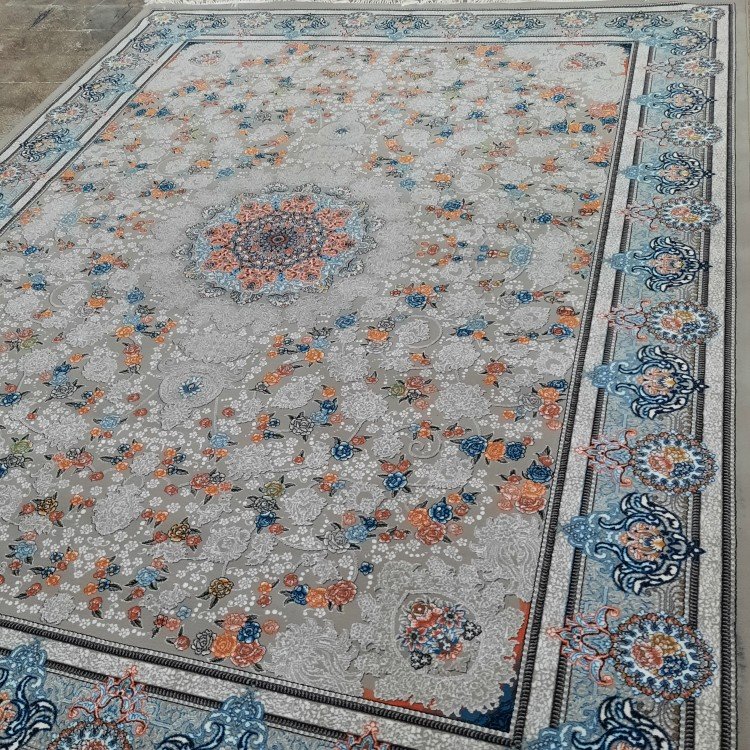 فرش ماشینی ارزان قیمت 12متری 500 شانه طرح 700 مدل ژیلا  رنگ فیلی