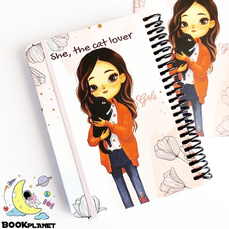 دفتر خط دار 100 برگ طرح cat lover دات نوت (A6)
