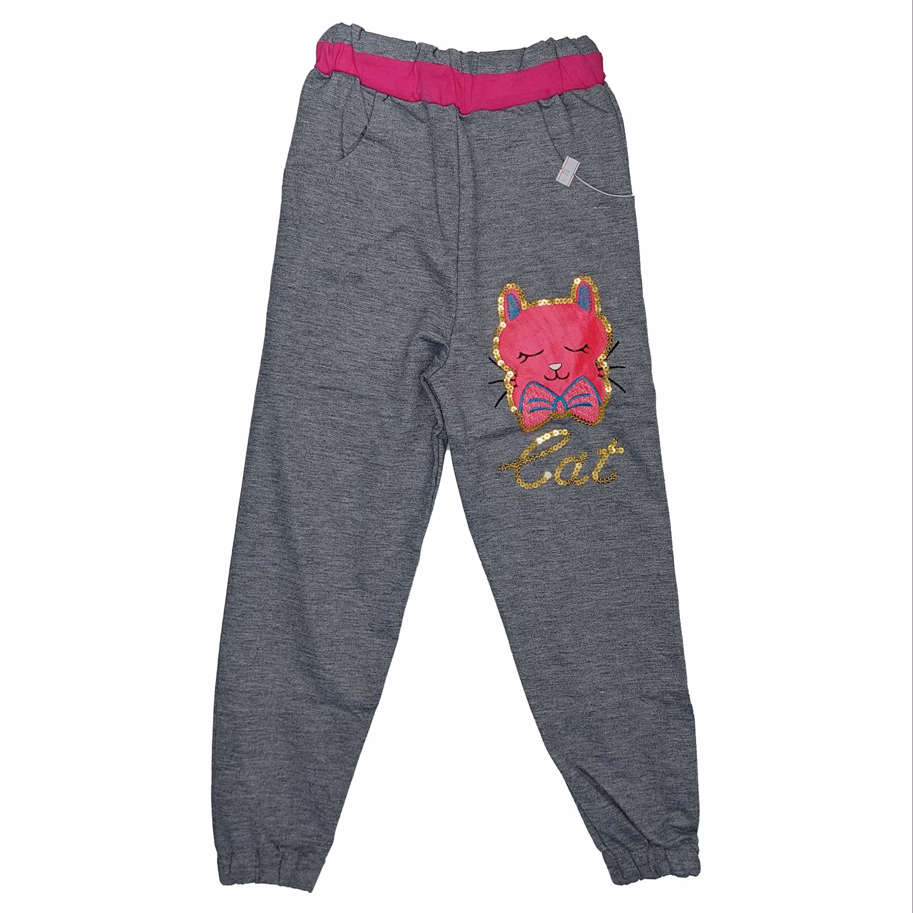 شلوار دخترانه گربه طوسی روشن شیک دوخت کد 1637 سایز 50