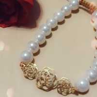 دستبند مروارید و پلاک استیل