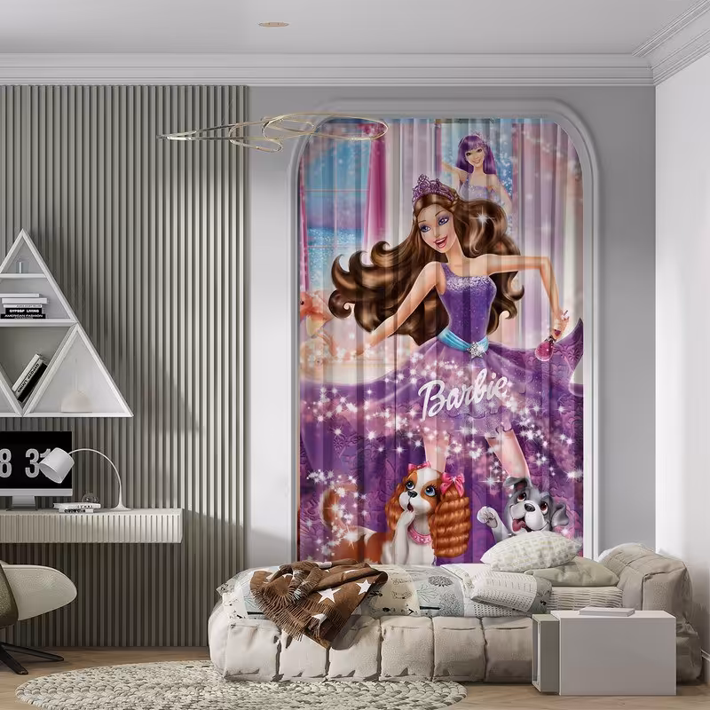 پرده پانچی طرح کودک سایز 140 در 280 جنس هازان کد360