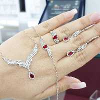 سرویس زنجیری میکرو نقره عیار925 روکش طلا سفید و رنگ ثابت