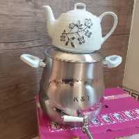 کتری قوری ارسال رایگان کتری استیل پنج لیتری و کف چدن  دو لایه حک مهر   کی اند تی  ته کتری کیفیت کار عالی و تضمینی   