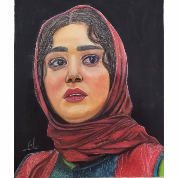 تابلو نقاشی پاستل گچی مدل چهره پریناز ایزدیار