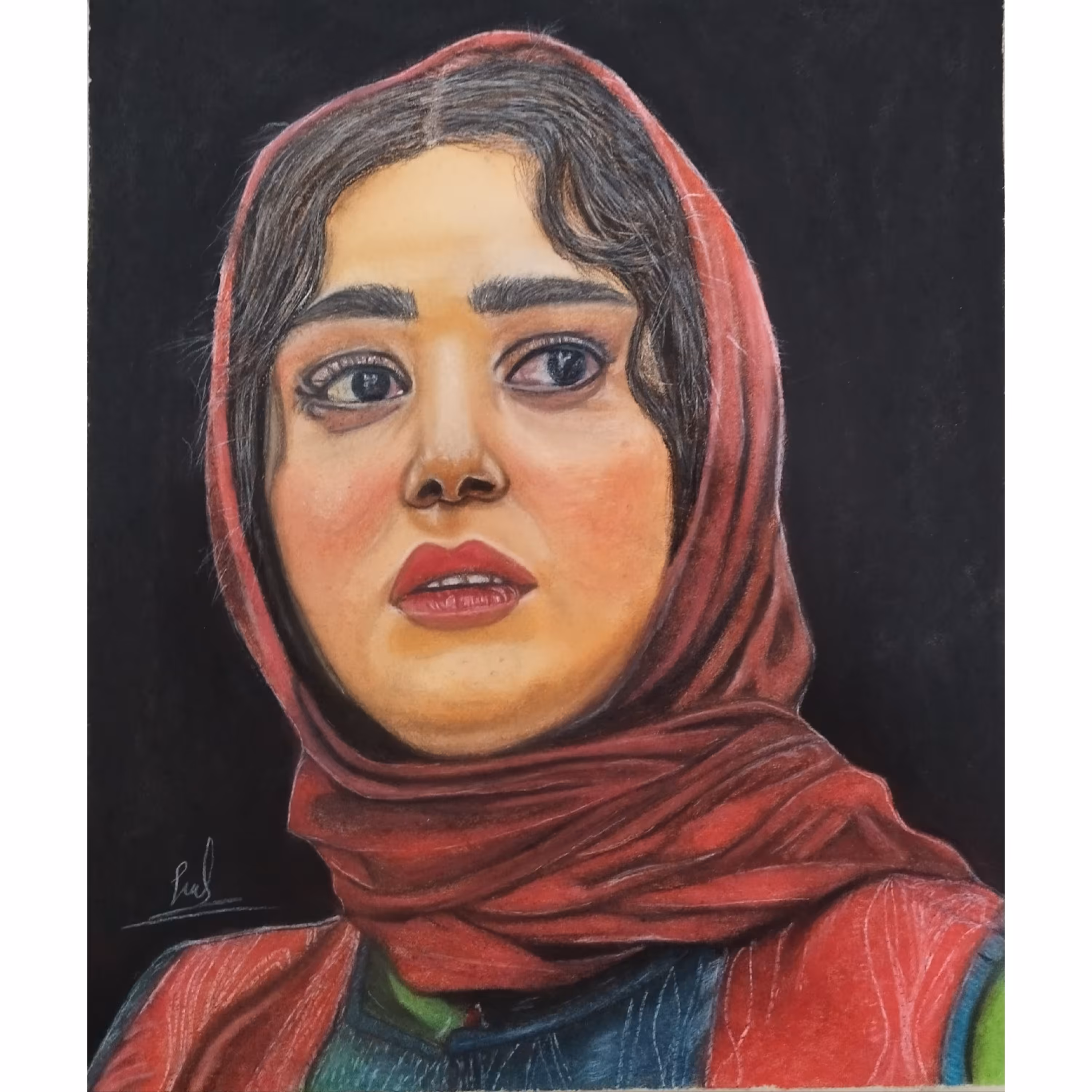 تابلو نقاشی پاستل گچی مدل چهره پریناز ایزدیار